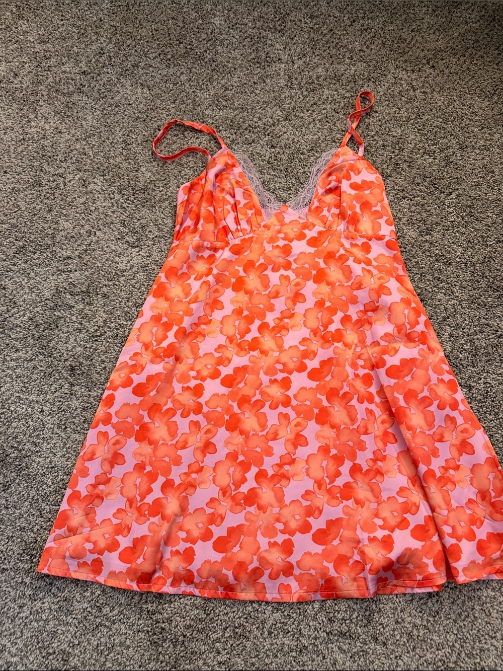 Beginning Boutique Orange & Pink Floral Slip Dress